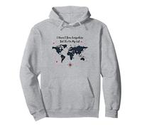 Wanderlust Carte du Monde de Voyage avec Citation d'aventure Sweat à Capuche, Unisexe pour Adultes, Gris Chiné, M