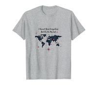 Wanderlust Carte du Monde de Voyage avec Citation d'aventure T-Shirt, Homme, Gris Chiné, M