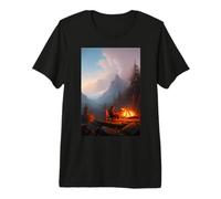 Wanderlust : Une Nuit Confortable au Coin du feu de Camp, œuvre d'art numérique basée sur l'IA T-Shirt Haut de Gamme