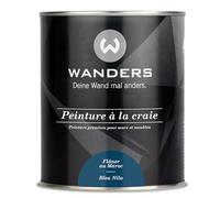 Wanders Shabby Chic Peinture à la craie 750 ml - Bleu Nila/bleu foncé - Peinture pour meubles de cuisine et meubles de cuisine sans ponçage - Peinture à la chaux pour bois et plus encore - Haut
