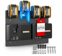Wandfest® Worx Support mural pour 4 batteries et chargeurs Worx - Fabriqué en Autriche - Pour 4 batteries - Maintenant plus d'ordre dans l'atelier et le garage
