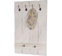 Wandgarderobe HWC-D13, Panneau de vestiaire, 6 crochets 91x60cm ~ blanc shabby