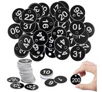 WANDGU 1 à 200 plaques d'immatriculation gravées : étiquettes numérotées, plaques d'immatriculation en plastique, étiquettes d'identification, étiquettes rondes noires, porte-clés, étiquettes