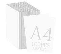 WANDGU 100 Feuilles Papier Cartonné A4: Papier Imprimante a4 blanc 250 g/m², Papier Cartonné Blanc Lisse 210 x 297 mm pour Scrapbooking, Carterie, Perforation et Faire Part de Mariage