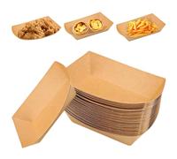 WANDGU 100 Pièces Vaisselle Jetable Forme de Bateau Barquette: Bols à Frites en Carton avec Revêtement, Barquette Frite Étanche et à l'huile pour Frites, Collations, Currywurst, Salade, Macarons