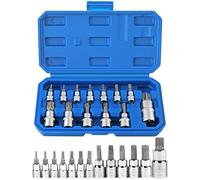 WANDGU 13Pcs Jeu De Douilles Hexagonales : Set De Douilles Métriques 1/4", 3/8", 1/2" 2-14mm, Avec Boîte De Rangement, Pour Clé À Chocs, Clé Dynamométrique