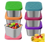 WANDGU 180ml Recipient Sauce Salade: 6 Pièces Récipient Vinaigrette en Acier Inoxydable avec Couvercle en Silicone, Réutilisables Petit Contenants de Collation pour Snack, Dips, Salad