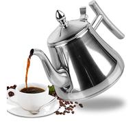 WANDGU 1L Théière avec Infuseur: Théière en Acier Inoxydable, Théière en Acier Inoxydable Cafetière, Bouilloire de Grande Capacité pour Cuisine, Buveur de Thé (Argent)