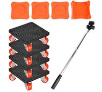 WANDGU 4 Pièces Roulettes pour meubles 33 mm: Transporteur de meubles robuste avec barre d'extension et 4 roulettes, roues pivotantes à 360°, capacité de charge de 500 kg pour monte-meubles