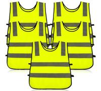 WANDGU 5 Gilets de Sécurité Enfants Haute Visibilité: Gilet Réfléchissant Léger Taille Universelle (3-12 Ans), Jaune Fluorescent pour École/Vélo/Activités Extérieures, Garçons et Filles