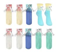 WANDGU 5 paires de chaussettes magnétiques amusantes avec mains : chaussettes tenant la main, main magnétique dans la main, chaussettes d'amitié magnétiques 3D, cadeau pour couples amis famille, bleu