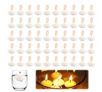 WANDGU - 50 Cierges Flottants en Stéarine Premium 3.8x1.5cm, Bougies Flottantes Écologiques sans Goutte ni Fumée - Décoration pour Mariage, Maison, Bassins (4h de Combustion,Événements Romantiques)