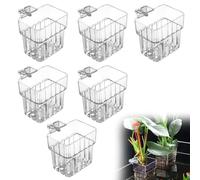 WANDGU 6 Pièces Supports de Plantes d'Aquarium: Supports de Plantes pour Aquariums, Tasses de Plantes d'Aquarium Suspendues Transparentes en Acrylique Jardinière d'eau Suspendue