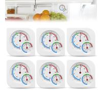 WANDGU 6 Pièces Thermomètre Hygromètre Analogique: 7.5×7.5cm 2 en 1 Moniteur Analogique Intérieur Extérieur Capteur, Thermomètre Intérieur Mural Design, Capteur d'Humidité pour Serre, Bureau