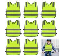 WANDGU 8 Gilets de Sécurité Enfants Haute Visibilité: Gilet Réfléchissant Léger Taille Universelle (3-12 Ans), Jaune Fluorescent pour École/Vélo/Activités Extérieures, Garçons et Filles