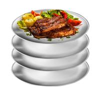 WANDGU Assiettes Rondes en Acier Inoxydable: 4 Pièces 23cm, Plates Assiettes de Camping en Acier Inoxydable pour Camping à L'ouvert, Picnic, BBQ, Plage