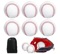 WANDGU Baseball Professionnels 9 pouces : 6 pièces Cousu à la Main avec Sac à Cordon de Serrage, Bois Dur / Noyau en Caoutchouc Souple Balles de Baseball pour Adultes, Entraînement des Jeunes, Jeux de