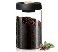 WANDGU Boîte à café sous vide en verre de 1200 ml : récipient hermétique pour grains de café, céréales, bonbons, cacao, pâtes