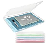 WANDGU Boîte d'Archivage Portable : Lot de 4 Boîtes Organisatrices Transparentes A4, Boîtes de Rangement de Bureau Polyvalentes Empilables pour Documents, Albums de Collection (30,5 * 22,3 * 2,2CM)