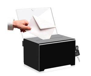 WANDGU Boîte de don acrylique verrouillable avec clé noire - caisse enregistreuse pour commentaires