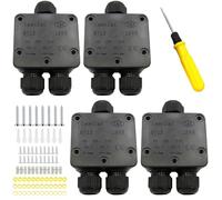 WANDGU Boîte de jonction étanche: lot de 4 : boîte de distribution extérieure 3 voies, étanche IP68, boîte de jonction extérieure noire, pour câbles de 4 à 15 mm de diamètre.