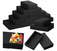 WANDGU Boîte de tiroir en papier kraft : lot de 20 boîtes cadeaux avec couvercle, 106 x 86 x 40 mm, boîtes cadeaux noires, boîte à tiroirs boîte cadeau festival, emballage cadeau boîte pour cadeaux,