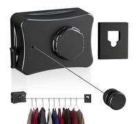 WANDGU Corde à linge extensible 5,1 m en acier inoxydable : corde à linge rétractable, corde à linge rétractable non perforante, bouton de serrage réglable, longue corde à linge pour l'intérieur