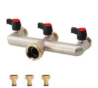 WANDGU Distributeur d'eau de robinet à 3 voies : distributeur d'eau en laiton de 3/4" avec 3 robinets d'arrêt individuels, distributeur d'eau en laiton raccord d'eau pour régler et fermer le débit