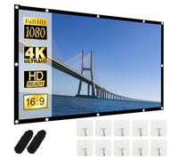 WANDGU Écran de projection 120" : 16:9 HD 4K Écran de projection pliable et portable pliable avec crochets et cordes pour la maison, le bureau, l'école et l'extérieur