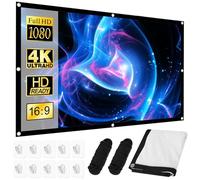 WANDGU Écran de projection de 120" - Épaisseur : 16:9 - Écran de projection HD infroissable - Pliable avec crochets et cordes - Écran de projection portable lavable pour la maison, le bureau, l'école