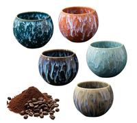WANDGU Ensemble de Mini Tasses à Expresso en Céramique: 5 Pièces Tasses à Expresso de Haute Qualité, Tasse à thé en Grès Japonais à Parois Epaisses, Sans Tige, 140 ml, pour Expresso, Tea