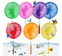 WANDGU Épuisette télescopique pour enfants : lot de 7 filets papillon pour enfants, solides et robustes, réglables pour attraper les insectes, la pêche, le jardin, la piscine, l'extérieur (50-85 cm)