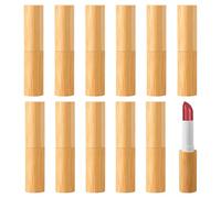 WANDGU Étui Rouge à Lèvres Vide en Bambou : 12 Pièces Rechargeables Étuis Vides pour Rouge à Lèvres, Tubes DIY Baume à Lèvres Contenant pour Baumes à Lèvres Faits Maison