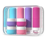 WANDGU Flacons de Voyage en Silicone Lot de 8, Taille Voyage Autorisée, Récipients Anti-Fuites avec Trousse de Toilette Transparente pour Avion, Camping et Salle de Sport