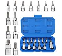 WANDGU Jeu de 13 douilles hexagonales métriques : douilles métriques 1/4", 3/8", 1/2" 2-14 mm, jeu de douilles hexagonales avec boîte de rangement pour clés à chocs et clés dynamométriques