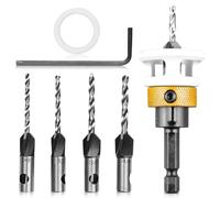 WANDGU Jeu de Forets à Chanfreiner: Lot de 6 Forets Coniques avec Butée de Profondeur, Ensemble de Forets à Bois avec Clé, Mèches à Fraiser Remplaçables pour Trous de Perçage Dans Bois et Plastique