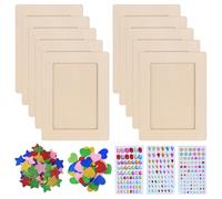 WANDGU Lot de 10 cadres photo - 14 x 19 cm - Pour bricolage - Avec strass scintillants et autocollants en caoutchouc mousse - Cadre photo en bois - Cadre de bricolage pour garçons et filles -