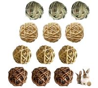 WANDGU Lot de 12 balles à mâcher pour Lapin Jouets à mâcher pour Lapin, balles en Osier pour Petits Animaux, Jouets d'activité pour Petits Animaux, Hamsters, Lapins, cochons d'Inde et Chinchillas