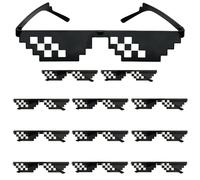 WANDGU Lot de 12 Lunettes de Soleil Amusantes: Lunettes Pixel Rétro, Lunettes Thug Life, Accessoires de Fête pour Plage, Carnaval & Soirées Déguisées - Designs Extravagants & Réutilisables(2 styles)
