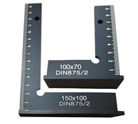 WANDGU Lot de 2 Équerres de Serrurier avec Échelle de Mesure: Équerre à Rebord 90° Métallique pour Travaux de Précision en Métallurgie et Atelier, Equerre Menuisier(150x100mm, 100x70mm)
