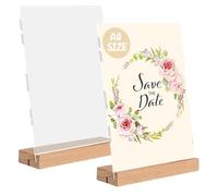 WANDGU Lot de 2 présentoirs de table A4 : présentoir en acrylique A4 avec pied en bois, support de panneau double face L/T pour présentoir publicitaire, restaurant, comptoir, cafés