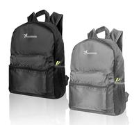 WANDGU Lot de 2 Sac à dos Pliable de 19L: Étanche Sac à dos de Voyage, Sac à dos Pliable ultra Léger et Étanche à Plier, Sac à dos de Randonnée pour Hommes Femmes Voyage Sport (Gris et Noir)