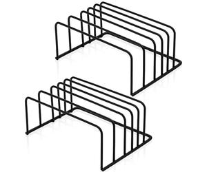 WANDGU Lot de 2 supports de planche à découper : support de planche à découper et support de couvercle avec système à 5 compartiments, support de planche à découper noir, peu encombrant pour la