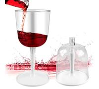 WANDGU Lot de 2 verres à vin en plastique : verres à vin de camping réutilisables, portables et modernes, verres à vin rouges lavables au lave-vaisselle pour les fêtes, le camping, les festivals, les