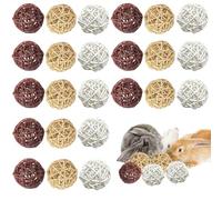 WANDGU Lot de 24 balles à mâcher : Jouets à mâcher pour Petits Animaux, balles en rotin pour Soins dentaires pour rongeurs, Jouets tressés naturels pour Lapins et Chinchillas