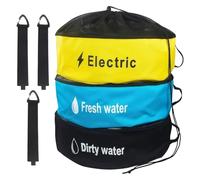 WANDGU Lot de 3 sacs de rangement pour tuyaux de camping-car : sacs de rangement étanches à fermeture éclair pour tuyaux avec sangles à boucle triangulaire, accessoires de camping-car pour tuyau d'eau