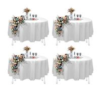 WANDGU Lot de 4 nappes Rondes : 213 cm, antitaches et infroissables, Linge de Table Moderne, résistant aux Taches, Nappe Blanche pour Mariage, Banquet, Restaurant, réception
