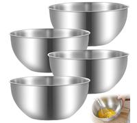 WANDGU Lot de 4 saladiers en acier inoxydable : SUS 304 (diamètre 19 cm) avec échelle de mesure, bols empilables en métal pour cuisine, pâtisserie, salade