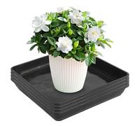 WANDGU Lot de 4 soucoupes pour pot de fleurs : 30 x 30 cm - Soucoupe carrée - En plastique - Accessoire pour plantes d'extérieur et d'intérieur - Noir