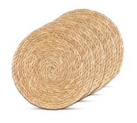 WANDGU Lot de 4 tables rondes tressées en jacinthe d'eau Décoration de salon Dessous de verre pour plats chauds